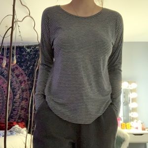 lucy black and grey stripped work out top